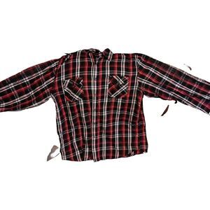 VINTAGE LL COOL J Shirt Mens Black/Red Striped Button Down Graphic Design Large